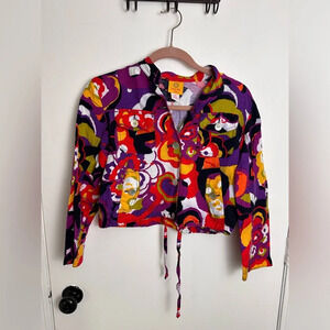 Ruby Rd Crop Colorful  Artsy Vintage button women’s Top size 6 Petite #1470